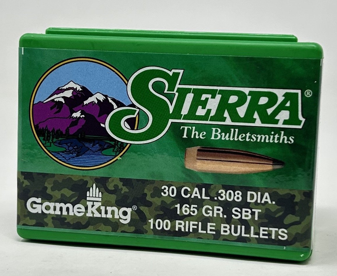 Sierra 30 Cal (.308 Dia) Reloading Bullets Gameking SRAA2145 165 Grain Boat Tail Spitzer Soft Point 100 Pieces Sierra 30 Cal (.308 Dia) Reloading Bullets Gameking SRAA2145 165 Grain Boat Tail Spitzer Soft Point 100 Pieces