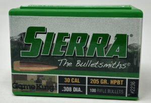Sierra 30 Cal (.308 Dia) Reloading Bullets Gameking SRAA2236 205 Grain Hollow Point Boat Tail 100 Pieces
