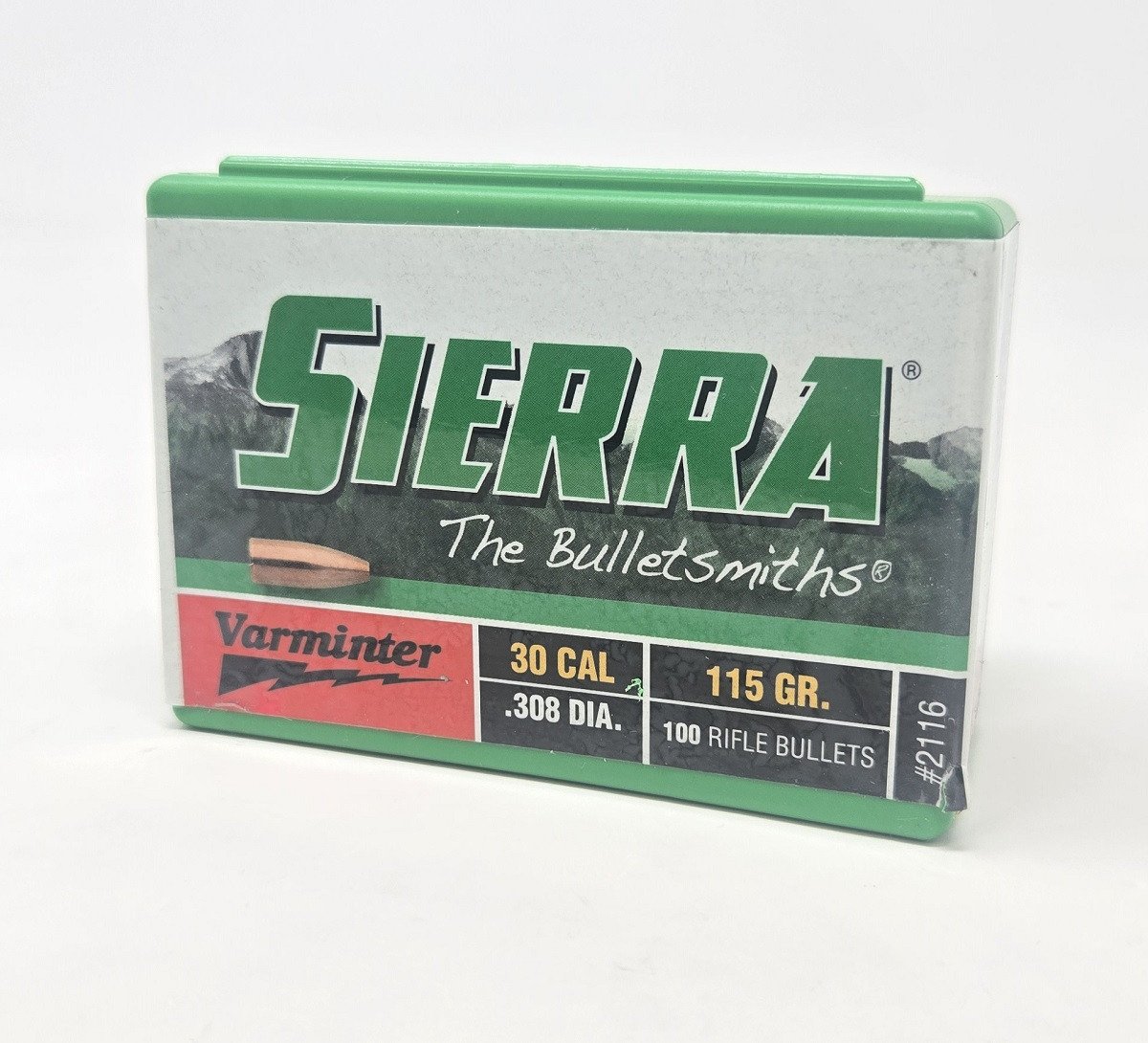 Sierra 30 Cal (.308 Dia) Reloading Bullets Varminter SRAA2116 115 Grain Hollow Point 100 Pieces Sierra 30 Cal (.308 Dia) Reloading Bullets Varminter SRAA2116 115 Grain Hollow Point 100 Pieces