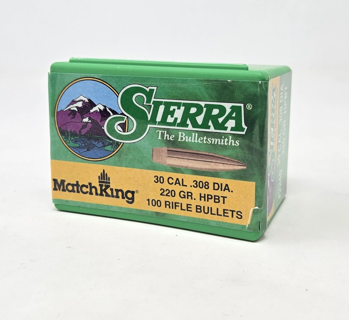 Sierra 30 Cal (.308 Dia) Reloading Bullets Matchking SRAA2240 220 Grain Hollow Point Boat Tail 100 Pieces Sierra 30 Cal (.308 Dia) Reloading Bullets Matchking SRAA2240 220 Grain Hollow Point Boat Tail 100 Pieces