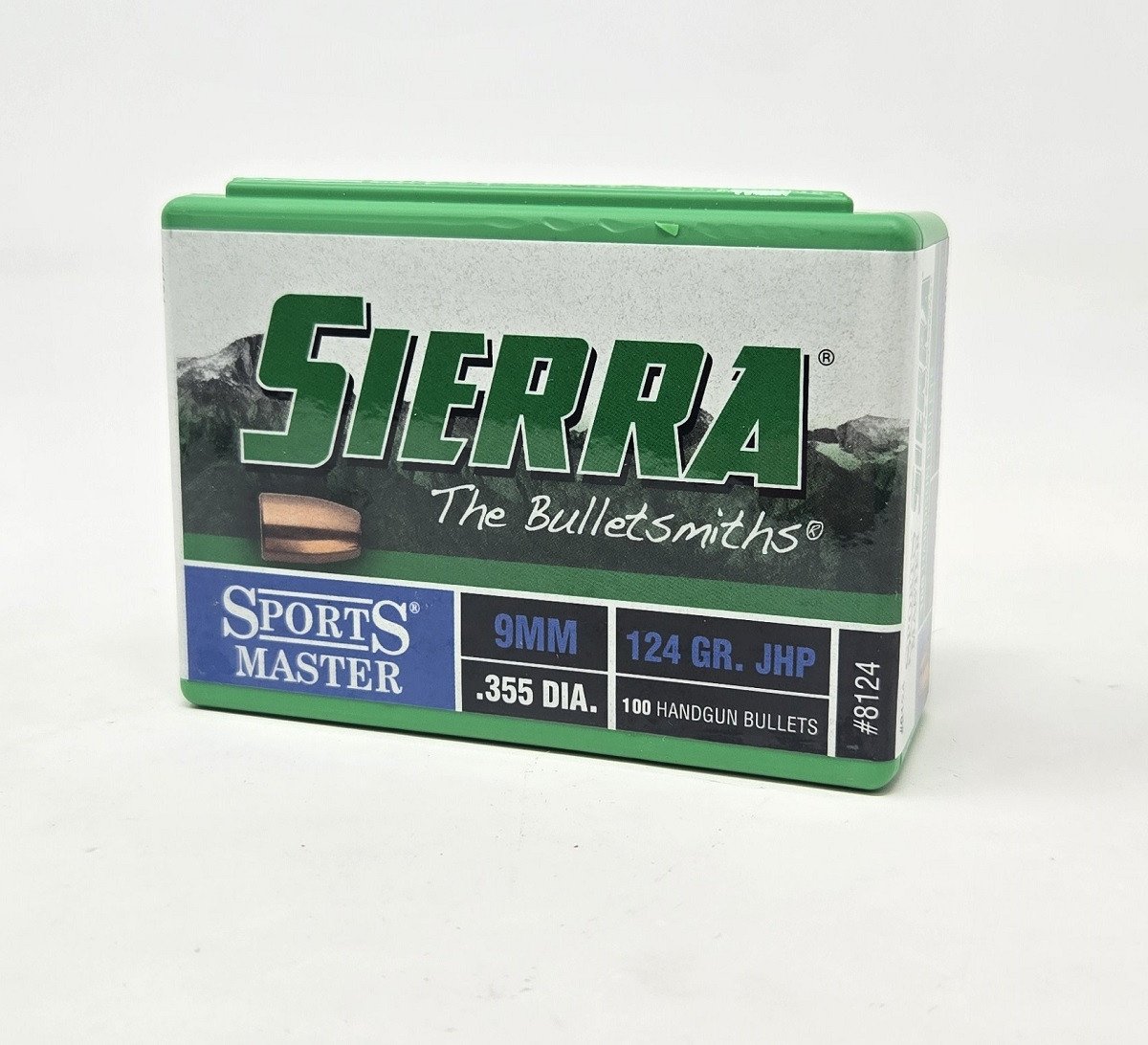 Sierra 9mm (.355 Dia) Reloading Bullets Sports Master SRAA8124 124 Grain Jacketed Hollow Point 100 Pieces Sierra 9mm (.355 Dia) Reloading Bullets Sports Master SRAA8124 124 Grain Jacketed Hollow Point 100 Pieces