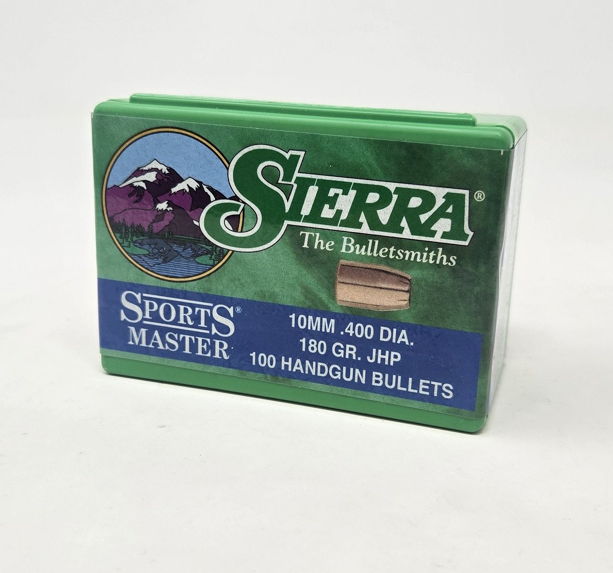 Sierra 10mm (.400 Dia) Reloading Bullets Sports Master SRAA8460 180 Grain Jacketed Hollow Point 100 Pieces Sierra 10mm (.400 Dia) Reloading Bullets Sports Master SRAA8460 180 Grain Jacketed Hollow Point 100 Pieces