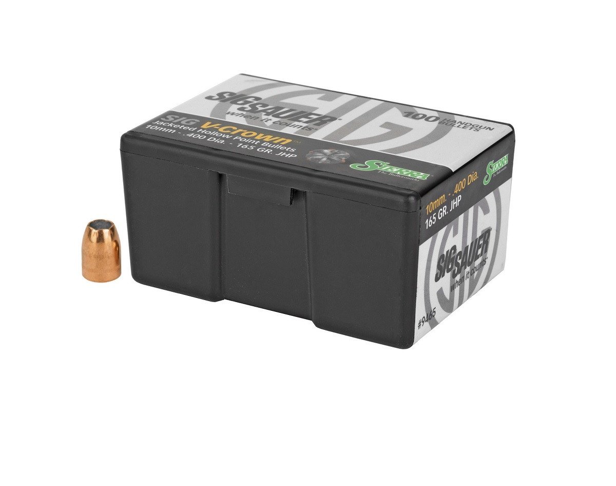 Sierra 10mm (.400 Dia) Reloading Bullets V-Crown SRAA9465 165 Grain Jacketed Hollow Point 100 Pieces Sierra 10mm (.400 Dia) Reloading Bullets V-Crown SRAA9465 165 Grain Jacketed Hollow Point 100 Pieces