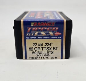 Barnes 22 Cal (.224 Dia) Reloading Bullets Copper TTSX B30188 62 Grain Boat Tail Ballistic Tip 50 Pieces