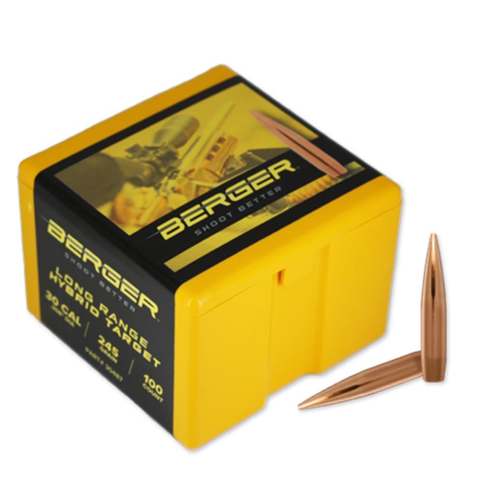 Berger Long Range Hybrid Target Bullets .30 Cal 245 gr HPBT 100/ct Berger Long Range Hybrid Target Bullets .30 Cal 245 gr HPBT 100/ct
