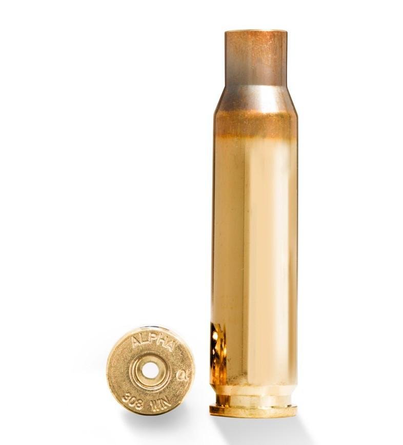 Alpha Munitions Ultra Premium Unprimed Brass Cartridge Cases .308 Winchester Brass - Small Rifle Primer 100/ct
