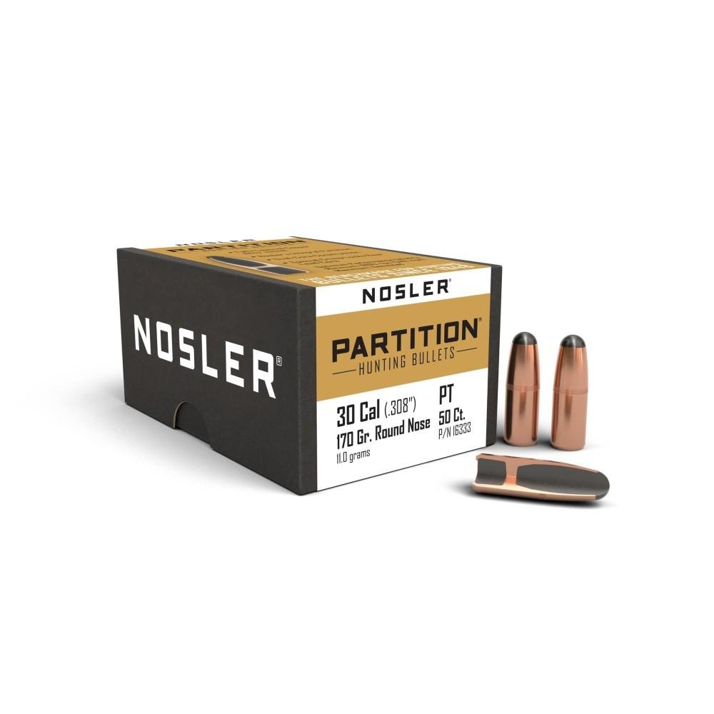 Nosler Partition Rifle Bullets .30 cal .308″ 170 gr RN 50/ct Nosler Partition Rifle Bullets .30 cal .308″ 170 gr RN 50/ct