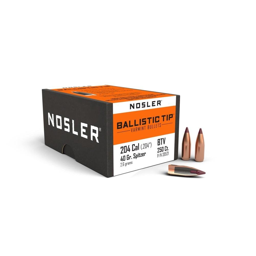 Nosler Ballistic Tip Varmint Bullets .204 cal .204″ 40 gr SBT-SB 250/ct Nosler Ballistic Tip Varmint Bullets .204 cal .204″ 40 gr SBT-SB 250/ct