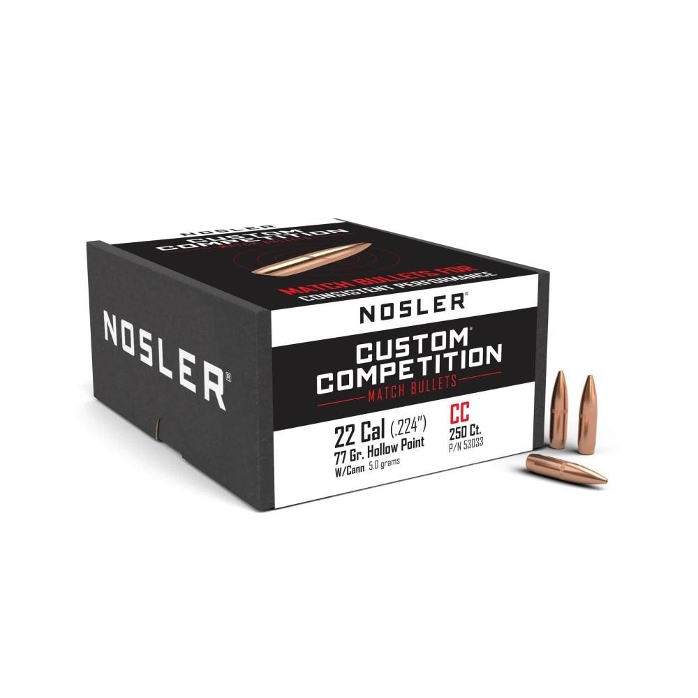 Nosler Custom Competition Rifle Bullets .22 cal .224″ 77 gr HPBT w CANN 250/ct Nosler Custom Competition Rifle Bullets .22 cal .224″ 77 gr HPBT w CANN 250/ct