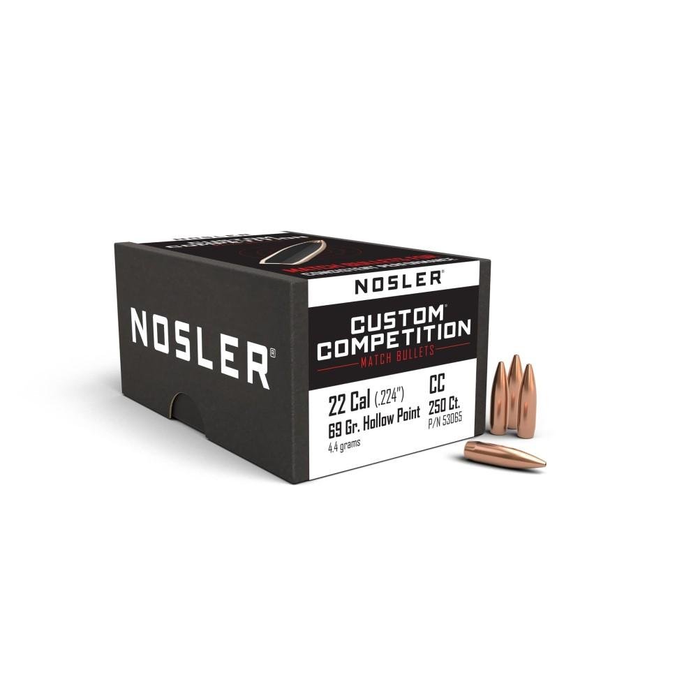 Nosler Custom Competition Rifle Bullets .22 cal .224″ 69 gr HPBT 250/ct Nosler Custom Competition Rifle Bullets .22 cal .224″ 69 gr HPBT 250/ct