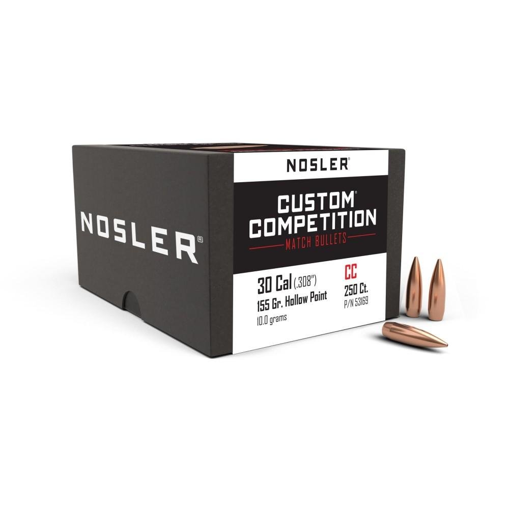 Nosler Custom Competition Rifle Bullets .30 cal .308″ 155 gr HPBT 250/ct Nosler Custom Competition Rifle Bullets .30 cal .308″ 155 gr HPBT 250/ct