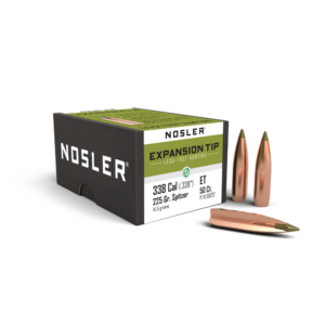 Nosler E-Tip Lead Free Rifle Bullets .338 Lapua Mag .338″ 225 gr SPTZ ETIP 50/ct