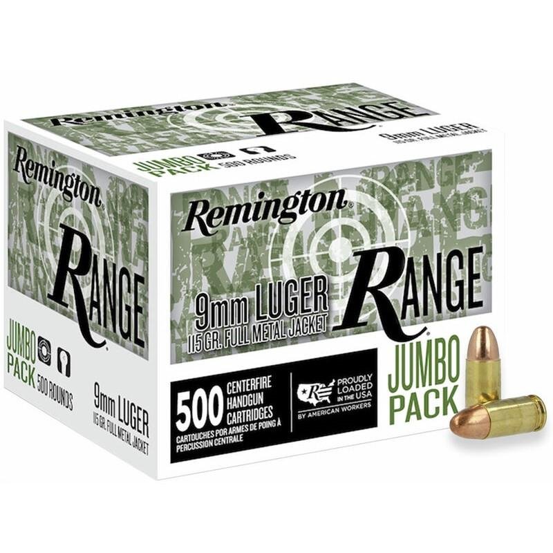 Remington Range Handgun Ammo 9mm Luger 115 gr FMJ 1145 fps 500/ct Remington Range Handgun Ammo 9mm Luger 115 gr FMJ 1145 fps 500/ct