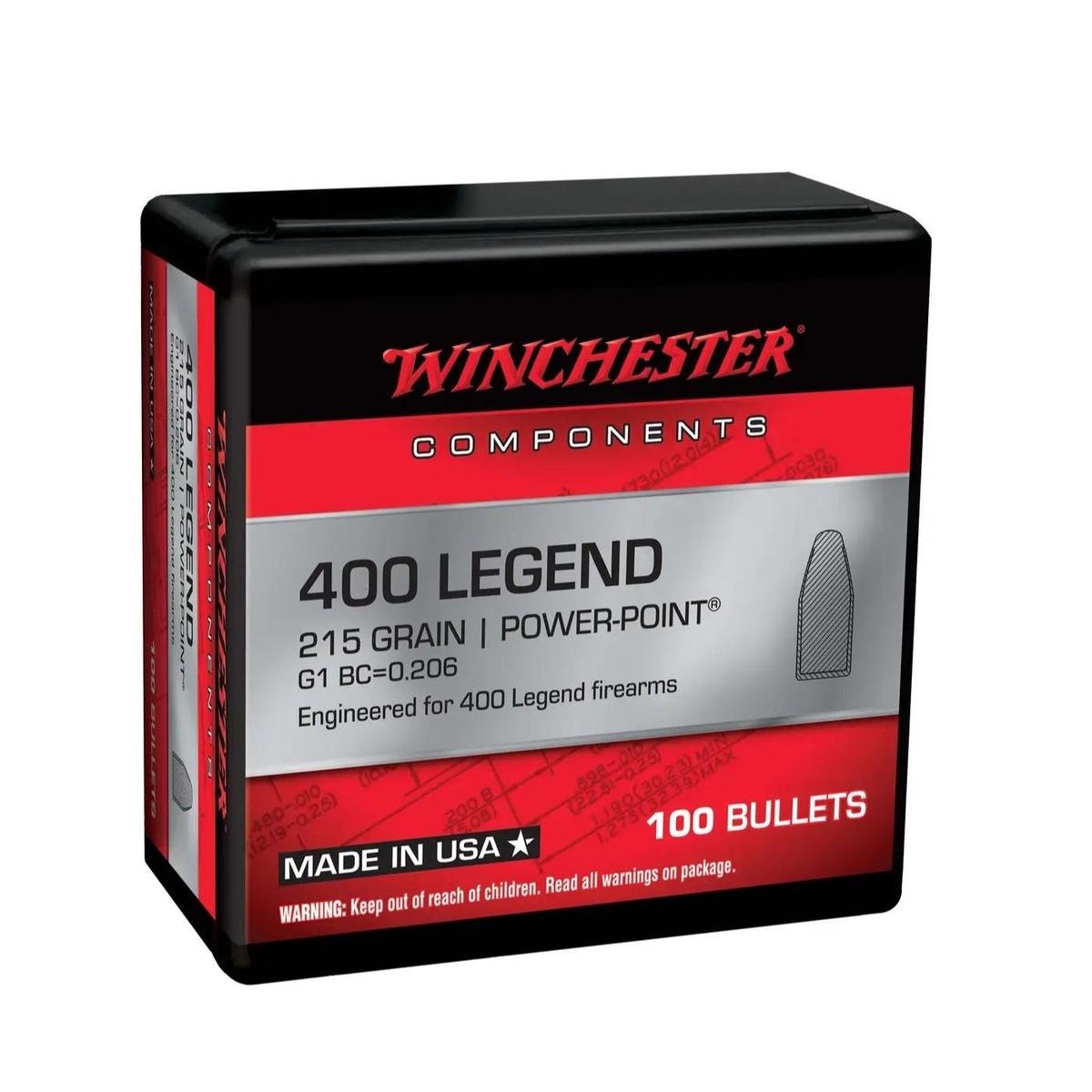 Winchester Rifle Bullets 400 Legend POWERPOINT 215 GR 100/ct Winchester Rifle Bullets 400 Legend POWERPOINT 215 GR 100/ct