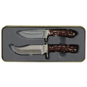 Uncle Henry Fixed Combo Gift Tin Set 2 Knives 3-1/4" Drop Point Blade 4-1/4" Blade